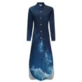 thumbnail image 5 of Galaxy - Blue Shirt Dress Long Sleeve Street Fashion V Neck Oversized Casual Dress Women Evening Dress, 5 of 7