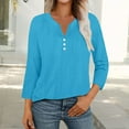 thumbnail image 6 of Comdrip Cotton Muslin Shirt Women! Cotton Linen Shirts for Women Summer Button Down Tops 3/4 Length Sleeve Casual Blouses Oversized Tshirts 2025 Gauze Shirts for Women Sky Blue XL, 6 of 10