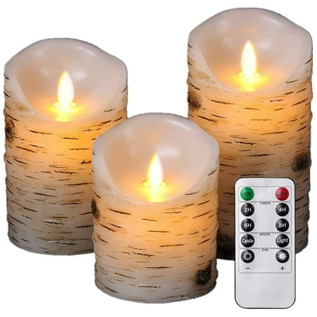 Flameless Candles Cedar-Bark Dripless Real Wax LED Pillars main image 1