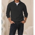thumbnail image 2 of Men's Zip Sweater Casual Mock Neck Pullover Ribbed Knit Polo Sweater, 2 of 5
