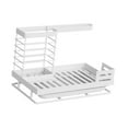thumbnail image 4 of Escurridor de fregadero, soporte para esponja, drenaje automático, soporte para cubiertos, escurridor para trapos de cocina, organizador de esponjas, soporte para cepillos Blanco, 4 of 9