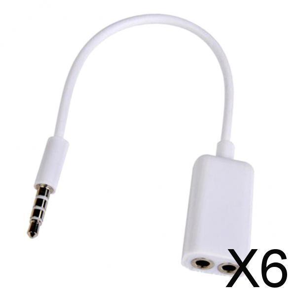 Adaptador de cable de audio Baoblaze Divisor Estéreo auxiliar Macho de 3,5 mm a Hembra de 2 Puertos 6 piezas