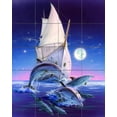 thumbnail image 1 of Tile Mural Bathroom Backsplash - Dolphins and Yacht-RK - by Robin Koni, 1 of 1