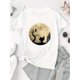 thumbnail image 2 of Women'S Casual Crew Neck T-Shirt with Moon Forest Print, Fashionable Short Sleeve Top, Medium Stretch Polyester (95%) with Spandex (5%), All-Season Comfort Fit, Geometric-Pattern Design for Summer, 2 of 6