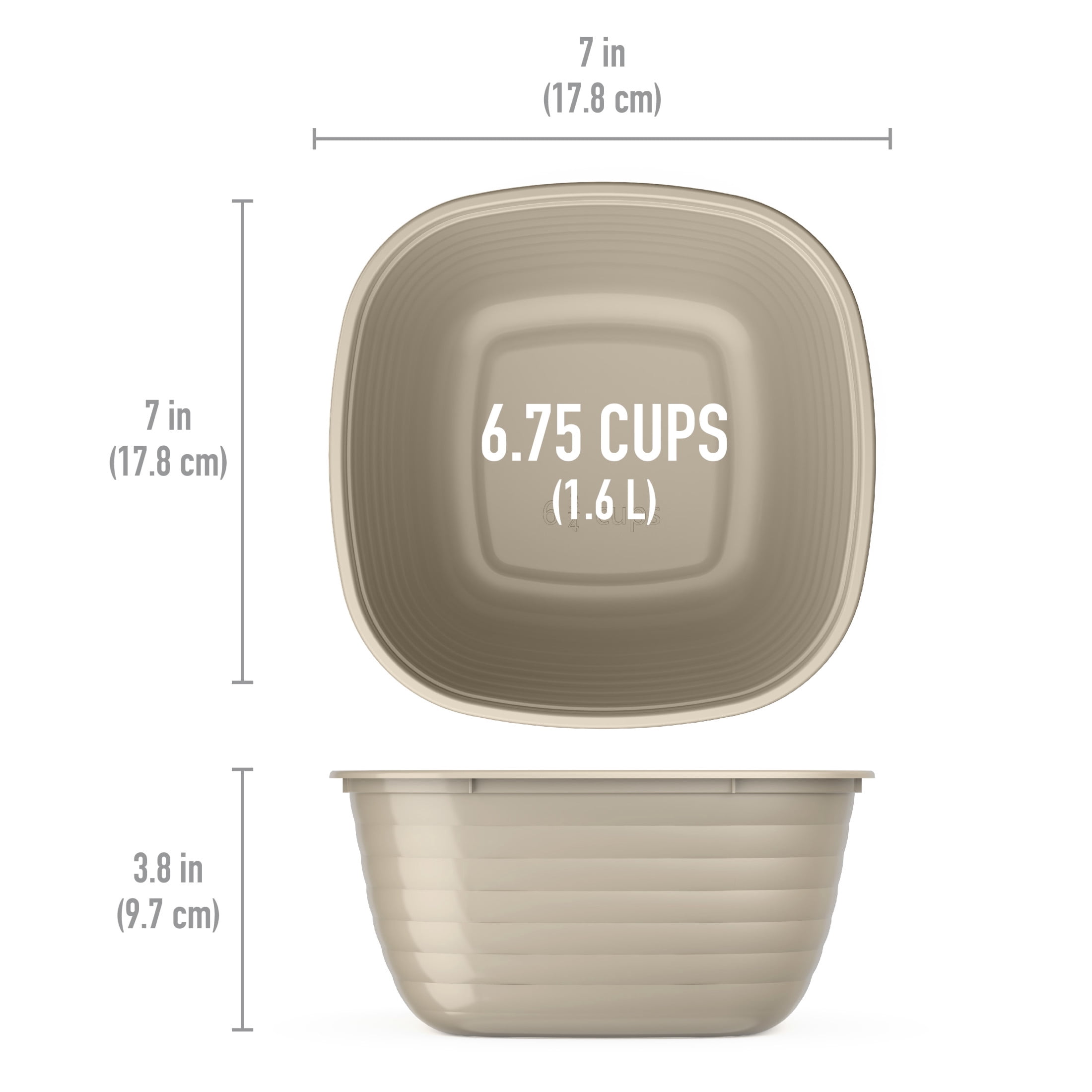 (2 pack) Bentgo Prep - 1-Compartment Bowls with Custom Fit Lids - Reusable, Microwaveable, Durable, & BPA-Free, Freezer and Dishwasher Safe Meal Prep Food Storage - 10 Bowls & 10 Lids (Champagne)