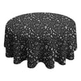 thumbnail image 4 of Black White Gothic Witch Skull Pattern Round Tablecloth 60"x60",Wrinkle Wipeable Table Cloth for Kitchen Dining Room Picnic Patio Party, 4 of 6