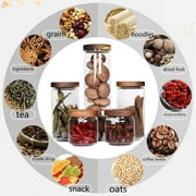 LEAVES AND TREES Y Glass 5-Cup Stackable Food Storage Canisters with Wood Lids, Set of 5