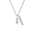 thumbnail image 2 of Delight Jewelry Silvertone Clear Frosted Baby Rattle Silvertone Balance Bar Charm Necklace, 23", 2 of 4