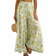 thumbnail image 2 of Pantalones Anchos de Pierna para Mujer, Pantalones Palazzo Florales Fluidos para Mujer, Pantalones Casuales de Verano de Cintura Alta. Estampado de Piña L, 2 of 9