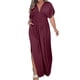 thumbnail image 1 of Vestido largo sexy con abertura y cuello en V para mujer: tejido ligero y fluido, corte holgado, adecuado para fiestas, citas y vacaciones, disponible en varias tallas., 1 of 5