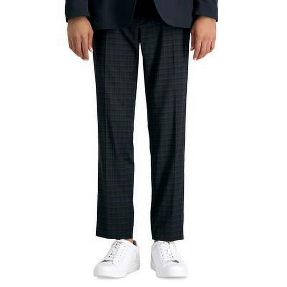 Kenneth Cole Reaction Mens Skinny fit Dress Pants 34 / 32 Black Plaid Stretch