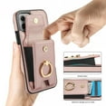 thumbnail image 5 of Wallet Case Compatible with iPhone 11 with Card Holder, 360° Rotation Finger Ring Kickstand PU Leather Stretchy Fabric Cover Drop Protection with Magnetic Snap Case Cover, Rosegold, 5 of 8