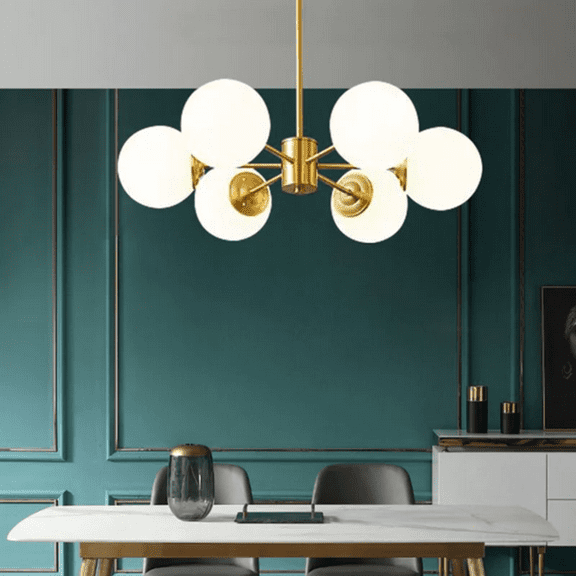 Arturesthome 6-light Sputnik Chandelier Golden Molecular Shaped Brass Ceilight Light