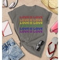 thumbnail image 3 of S4E Women's Love is Love Rainbow Gay Pride T-Shirt Small Charcoal, 3 of 4