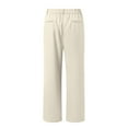 thumbnail image 5 of Bmisegm Women's Casual Wide Leg Trousers High Waist Comfortable Dress Pants Work Pants with Pockets for All Seasons Beige XXL, 5 of 5