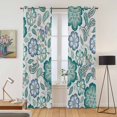 thumbnail image 2 of Kitchen Curtains 84 Inch Length 2 Panels, Teal Paisley Pattern Grommets Window Treatment Curtain, Boho Ethnic Floral Traditional Thermal Curtains Drapes for Living Room/Bathroom, 2 of 9