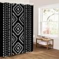 thumbnail image 5 of Black Geometric Bathroom Curtain 78 Inch Shower Curtain with Hooks, Boho Stripe Retro Farmhouse Texture Waterproof Polyester Bath Curtain Washable Bathtub Curtain 54''x 78'', 5 of 6