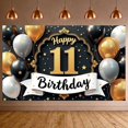 thumbnail image 3 of Gold Black Silver 11th Birthday Banner Star Decor Display Glittery Balloons Golden Number 11 11th Celebration Backdrop for 11th Birthday Party Indoor Party Photo Shoot, 3 of 9