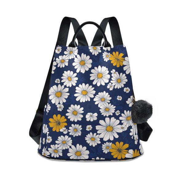 FORMRS Women's Travel Backpack Purse Anti-Theft Hidden Pockets Casual Shoulder Bag, Retro Daisy Pattern