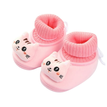 

Baby Shoes Winter Flat Socks Elastic Rope Non Slip Warm Comfortable Cute Cartoon Cat Girls Shoes