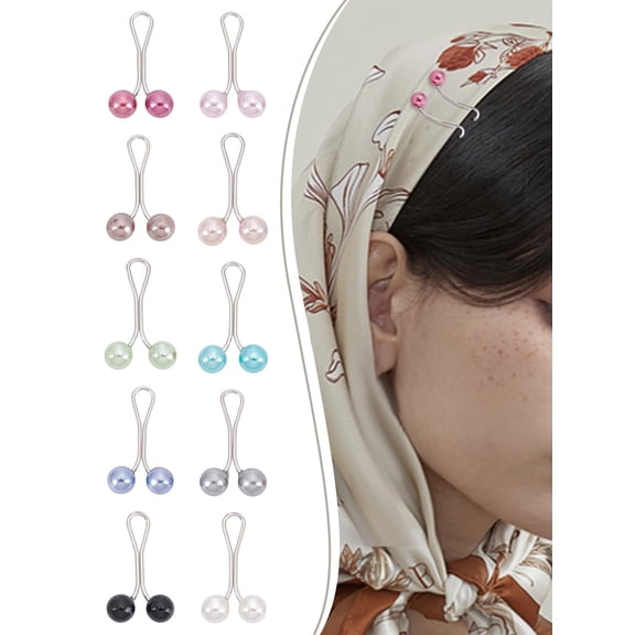 2 Cards 24 Pcs Headscarf Shawl Scarf Clips Multicolor Headscarf Pearl Pins Scarf Clip Pins Pearl Brooch Pins for Silk Clamp Scarves Hijabs Headwearand Special Occasions for diy