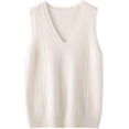 thumbnail image 3 of Amazhiyu Womens 100% Wool Sweater Vest Sleeveless V Neck Sweaters Knitted Ribbed Pullover Tops, 3 of 6