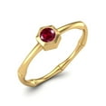 thumbnail image 2 of 0.50 Ctw Round Ruby Glass Field 925 Sterling Silver Gold Vermeil Solitaire Geometric Woman Valentines Day Gifts Ring, 2 of 4