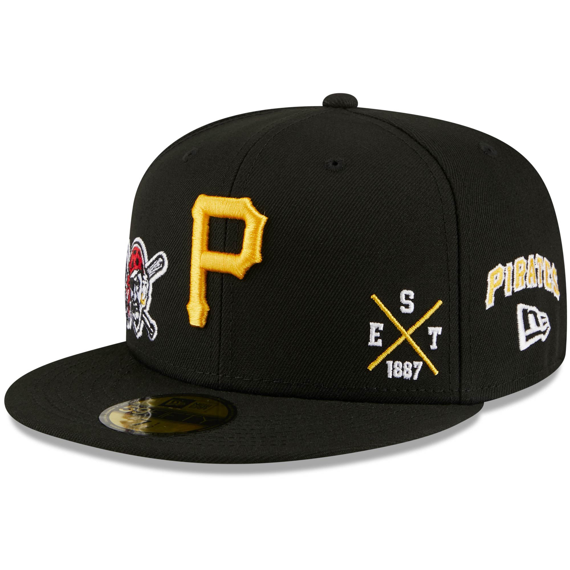 Pittsburgh Pirates New Era Multi-Logo 59FIFTY Fitted Hat - Black ...