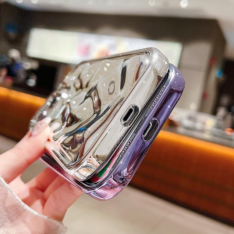 JANDM Custodia compatibile con iPhone 14 Pro, 3D Wave Bubble Silver