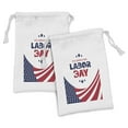 thumbnail image 1 of Labour Day Fabric Pouch Set of 2, Celebrating Labor Day Composition with an American Flag, Small Drawstring Bag for Toiletries Masks and Favors, 9" x 6", Night Blue Vermilion, by Ambesonne, 1 of 2