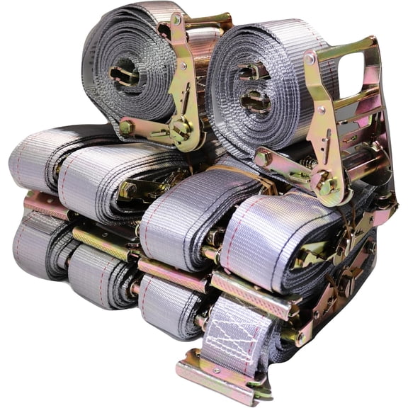 Qty (10) - 2"x 16 ft. Logistic Van Ratchet E-Track Straps w/Spring E Fittings