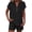 Black, variant on Women's Cotton Linen Short Sleeve Shorts Suit Solid Color Casual