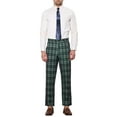 thumbnail image 2 of INSPIRE CHIC Men's Pants Plaid Mid-Waist Classic Business Checked Dress Pants 28 Dark and Green, 2 of 6