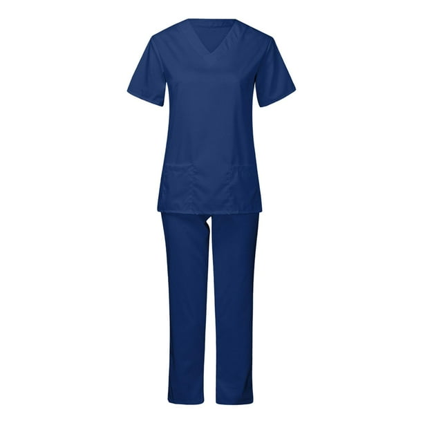 Conjunto de Uniforme de Enfermera para Mujer Ropa de Trabajo de Manga Corta L