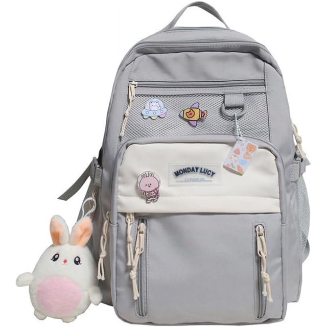 Mochila con bonitos accesorios, colgante de conejo, bolso grande y sencillo, cuidadosamente diseñado para un transporte cómodo