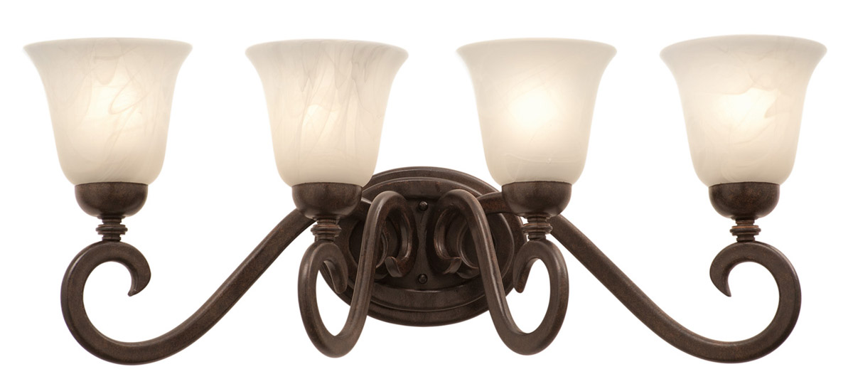 Bathroom Vanity 4 Light With Modern Gold Tone Finish Antique Linen