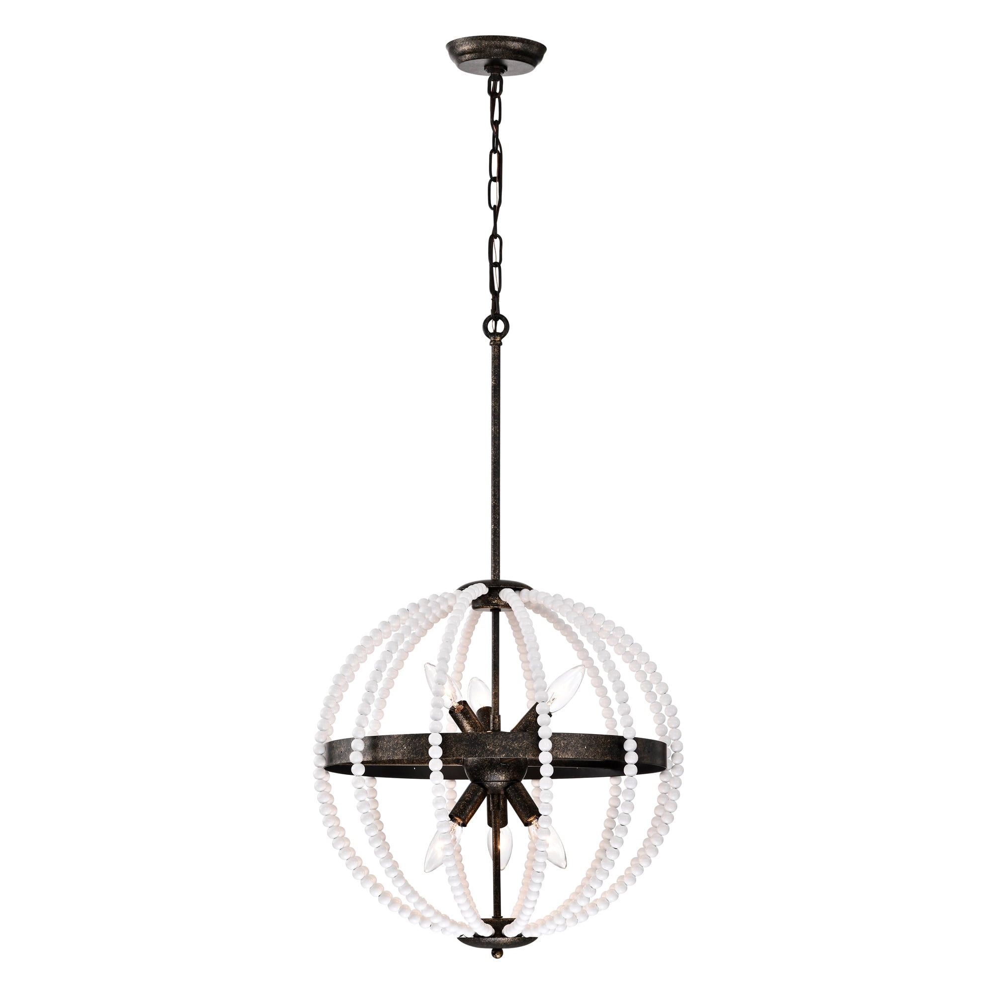 Cary 19 in. 6-Light Indoor White and Rustic Black Finish Chandelier with Light Kit