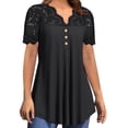 thumbnail image 2 of mfyjkho Tops Casuales Para Mujer, Top Informal De Encaje Liso Con Cuello En V Y Manga Corta Para Mujer. Top/Camiseta De Manga Corta Con Cuello En V. Tops De Gimnasio Para Mujer Xl, 2 of 7