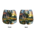 thumbnail image 3 of Rateoe Cozy Cottage Lakeside Sunset Printed 2 in 1 Women's Workout Shorts for Athletic Gym Running Shorts with Phone Pockets-Medium, 3 of 7