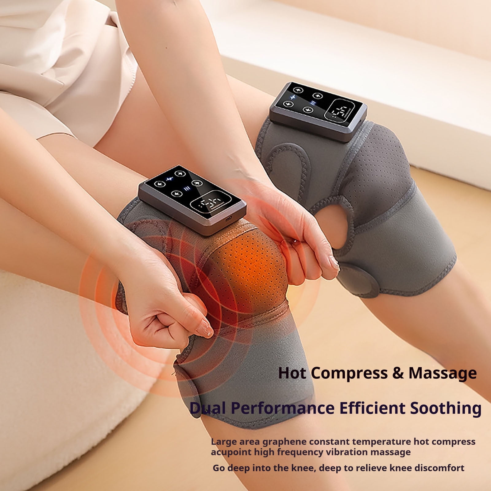 Smart Heating Knee Pad with Adjustable Temperature, Vibration Massage for Joint Pain Relief, Ideal for Home Use and Cold Legs, 5000mAh Battery for Continuous Comfort and Support