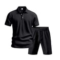 thumbnail image 6 of Short Sets for Men Cotton Linen Short Sleeve Polo Shirt and Shorts 2 Piece Matching Set Lightweight Summer Outfits, 6 of 8