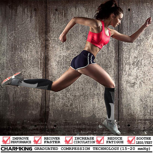 Calcetines de compresión Unisex Deportes Correr Fútbol Calcetines elásticos (Negro L/XL)