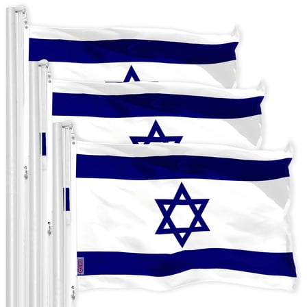 G128 3-Pack: Israel Flag 3x5 Ft | LiteWeave Pro 150D Polyester, Vibrant Colors, Brass Grommets