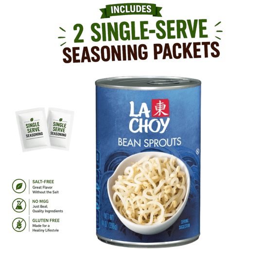 La Choy Bean Sprouts, Canned Vegetables, 14 oz Can. With Two Seasoning Packets