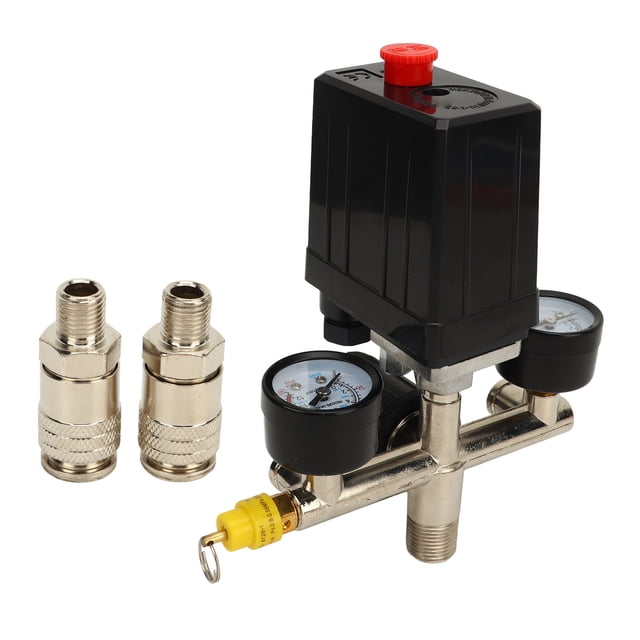 Controlador de válvula de control del interruptor de presión del compresor de aire 3 en 1, conector rápido de 0 a 12 bar con manómetro