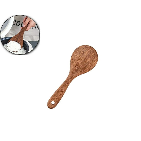 VQPeo Long Handle Soup Spoon Wooden Shovel Spoon Non Stick Pan Spatula Wooden Rice Paddle Food Serving Scoop Kitchen Wood Tableware