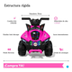thumbnail image 4 of Cuatrimoto Eléctrica Montable TEK-188L para Niños 3-6 Años Bluetooth Luces LED Música 4 Ruedas Soporta 25 kg Rosa, 4 of 6