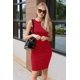 thumbnail image 4 of Vestido PRETTYGARDEN Ajustado Midi Sin Mangas Rojo S, 4 of 7
