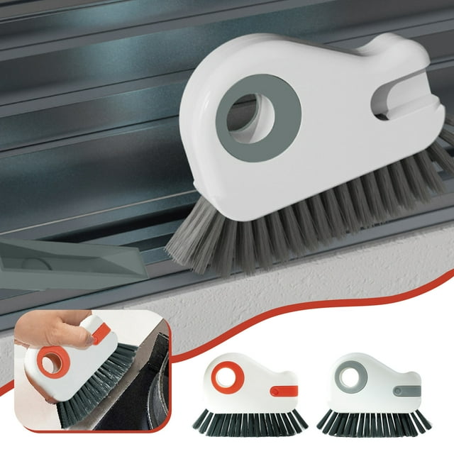 Set de cepillos para limpieza de ranuras de ventanas | Herramienta de limpieza de grietas portátil para marco de puerta, correderas de ventanas, espacios cerrados | Material ABS, gris y naranja