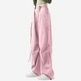 thumbnail image 4 of Hvot&aat Women's Y2K Irregular Drawstring Front Pants Solid Color Cargo Pants Casual Straight Leg Pants, 4 of 6